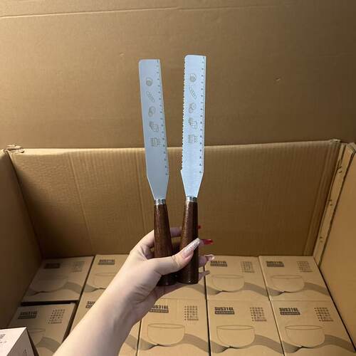 颜一好物 胡桃木带刻度奶油刀蛋糕抹刀烘培割刀水果刀面包刀