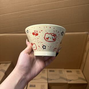 颜一好物 可爱奶油风陶瓷碗卡通少女心饭碗手绘吃饭喝汤碗斗笠碗