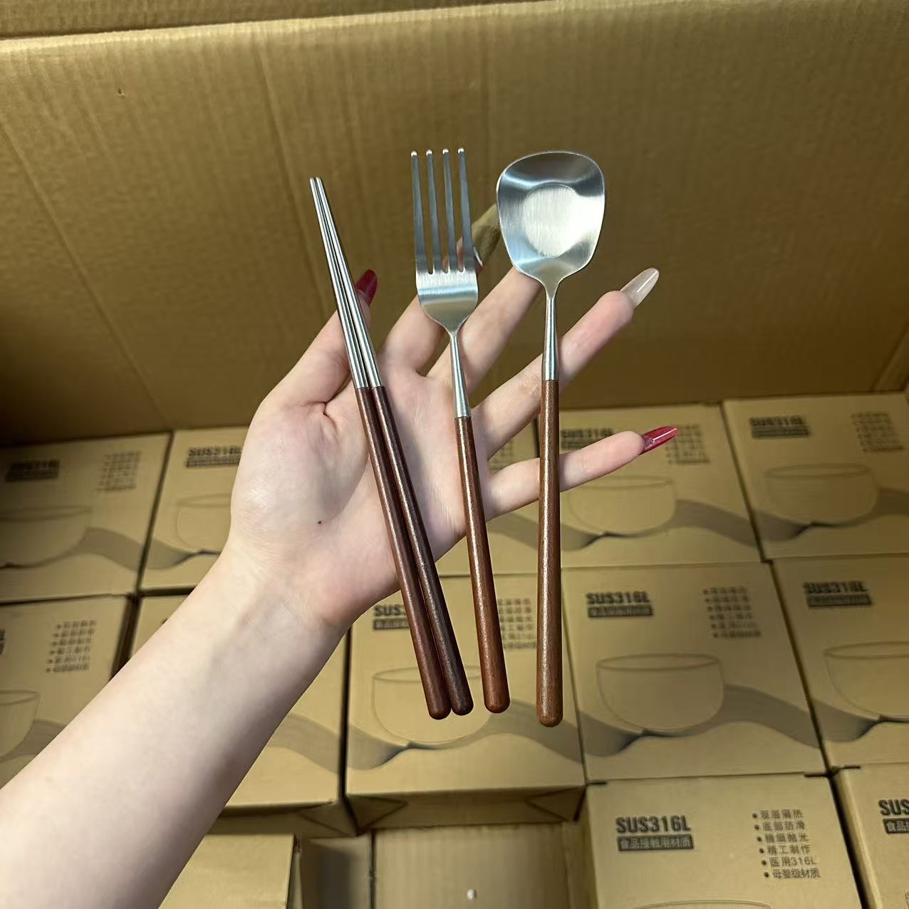 304不锈钢日式个人餐具套装图片