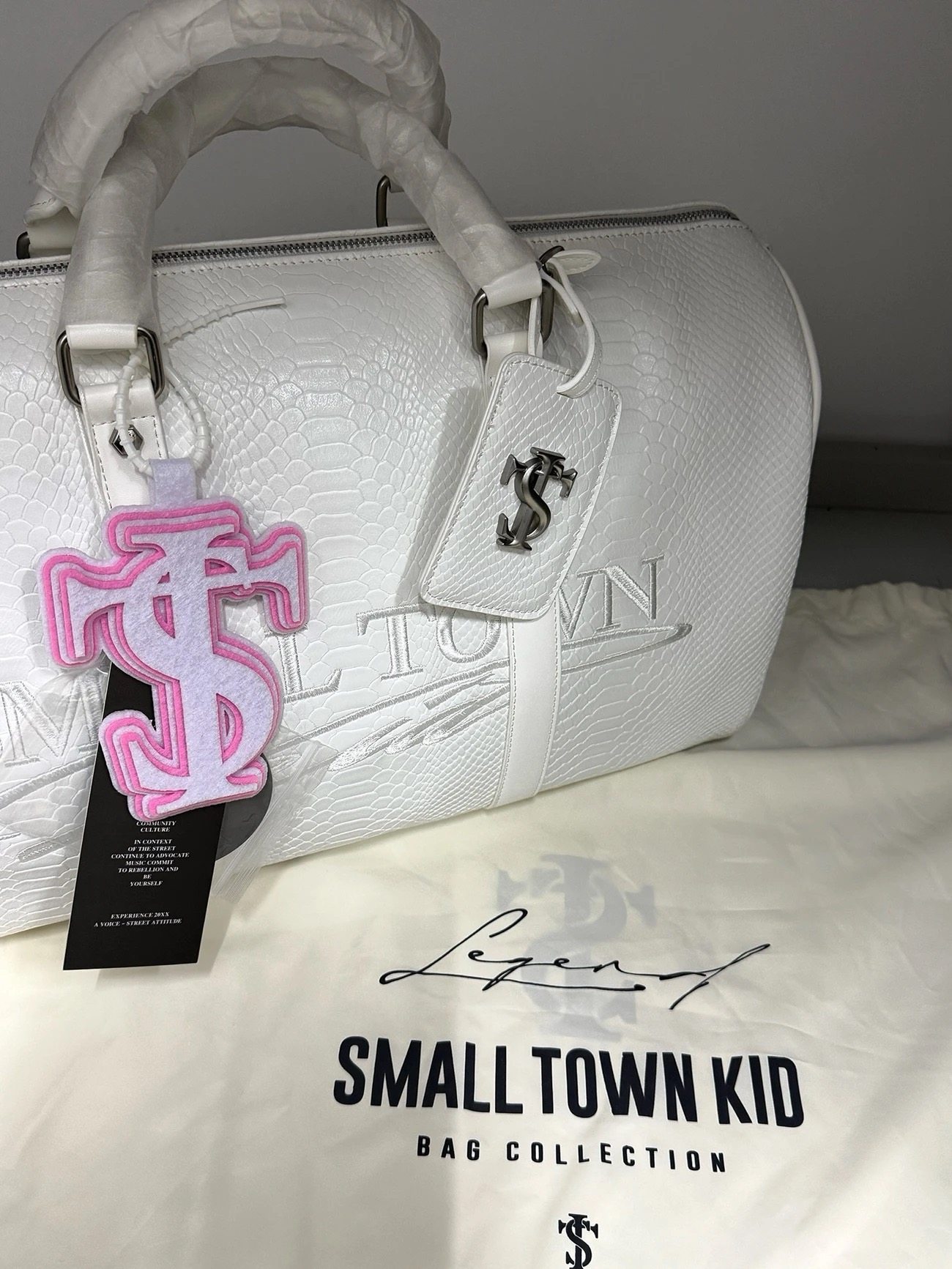 STK SmallTownKid蛇纹白蛇断处手提包旅行包斜挎包单肩包男女潮