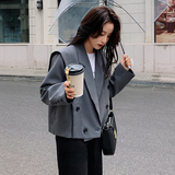 新款现货！2021新款双排扣设计感西装外套163-2022-P105-控158，女装西装，拾菱