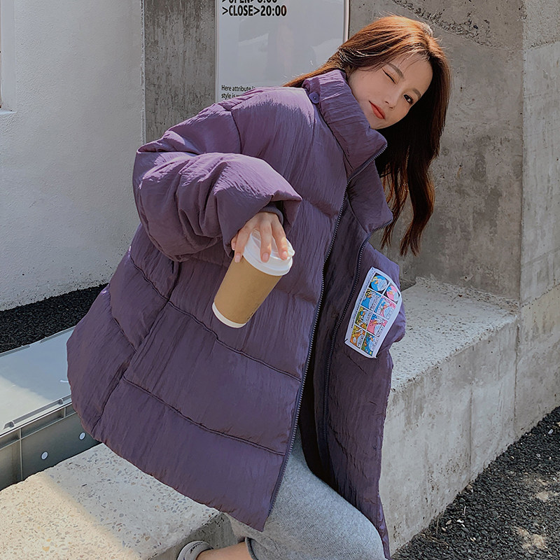 新款！紫色基础款面包棉服163-W810-P140-控218图片