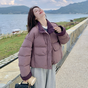 新款 大货已出 撞色90绒羽绒服2627-P315控478，女装羽绒服，拾菱