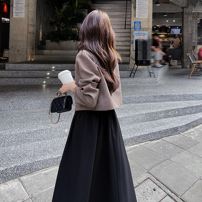 【新款现货】格子西装吊带裙套装两件套163-9977-P135-控188，女装套装/套裙，拾菱