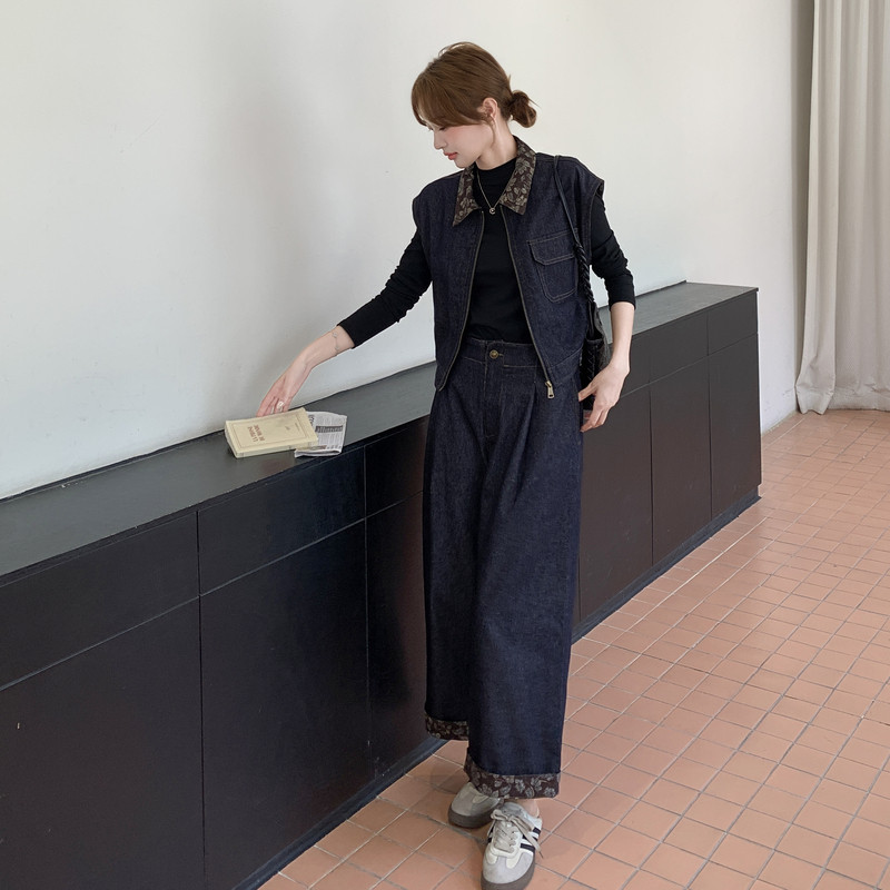 现货新款定做牛仔面料三件套套装163-2537-P195控278,女装套装/套裙,拾菱