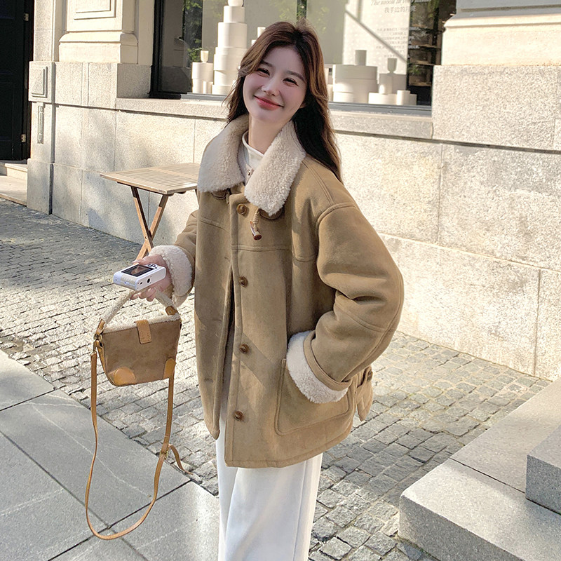 现货冬装新款数据加厚羊羔毛外套163-6523-P195控298,女装毛呢外套,拾菱
