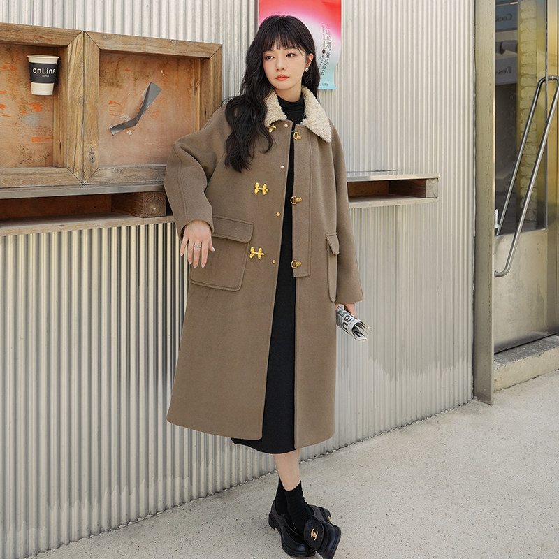 【22现货】飞机扣羊羔毛领毛呢外套163-9603-P185-控268图片