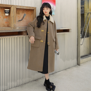 【22现货】飞机扣羊羔毛领毛呢外套163-9603-P185-控268图片