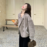 冬装新款双面穿羊羔毛外套2635-P195控298，女装毛呢外套，拾菱