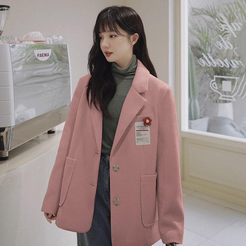 西装外套女秋季2025年气质女神范学院风上衣小个子通勤灯芯绒西服,女装西装,拾菱