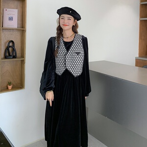 小香风马甲女春秋女2025新款高级感减龄气质长袖连衣裙图片