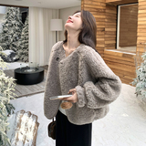 冬装新款双面穿羊羔毛外套2635-P195控298，女装毛呢外套，拾菱