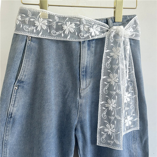 法式丝带腰带蕾丝装饰女款小丝巾连衣裙配饰裤子腰绳绑带复古飘带