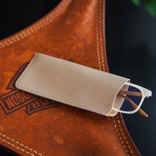 眼镜袋商务简约荔枝纹真皮近视眼镜墨镜保护套便携超薄收纳眼镜盒