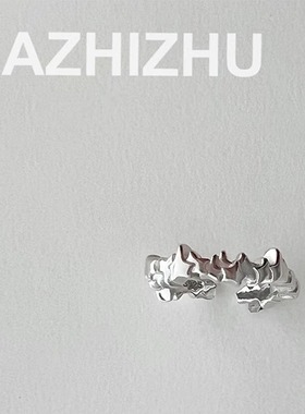 五角星925银镀镂空开口戒指清新