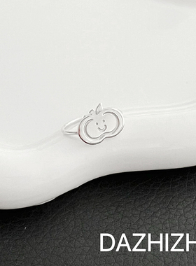 原创可爱苹果戒指925银可调节