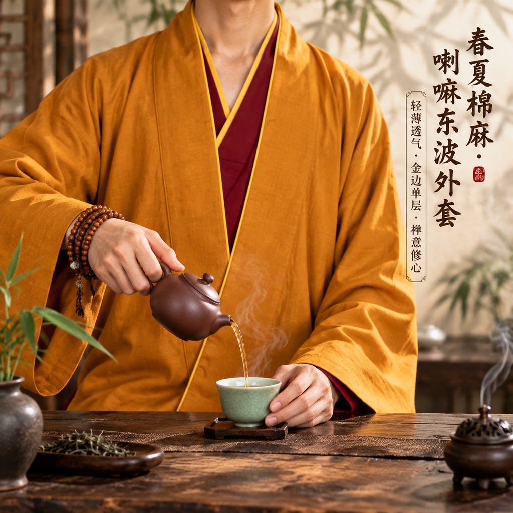 喇嘛春秋棉麻长袖出家和尚东波外套活佛上师衬衣上衣僧人外套僧服