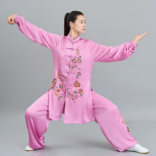 恋太极刺绣花太极服修身长款时尚