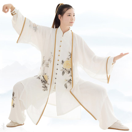 恋太极新款彩绘太极服印花表演武术服春夏秋冬季晨练服男女款垂感