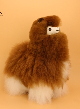 PERU秘鲁品牌进口花花驼羊驼毛玩偶公仔拼色Alpaca30cm