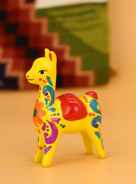 秘鲁进口羊驼陶瓷雕像摆件南美特色纪念品