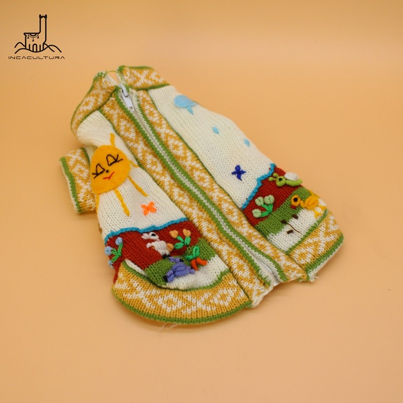 秘鲁进口手工狗狗小猫宠物服饰保暖冬季羊驼毛宠物毛衣外套