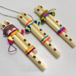 Peru秘鲁进口双管小哨笛四孔鸟笛简单易学乐器南美特色纪念品