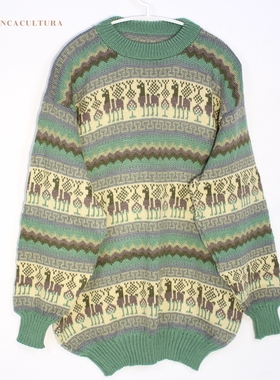 PERU秘鲁进口特色拉美民族服饰ALPACA羊驼毛衣费尔岛保暖秋冬男款