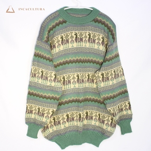 PERU秘鲁进口特色拉美民族服饰ALPACA羊驼毛衣费尔岛保暖秋冬男款
