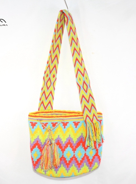 PERU秘鲁进口哥伦比亚瓦尤包Wayuu斜挎单肩包彩虹包