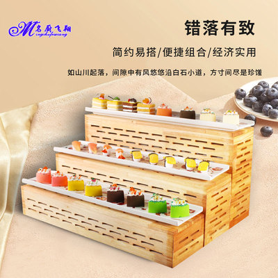 面包篮带盖双层欧式酒店自助餐摆台生日甜品台摆件食物木质展示架