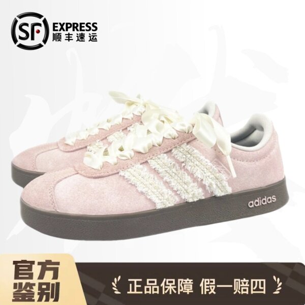 球鞋定制adidas neo VL Court 樱花绮梦 小香风 芭蕾风低帮女板鞋