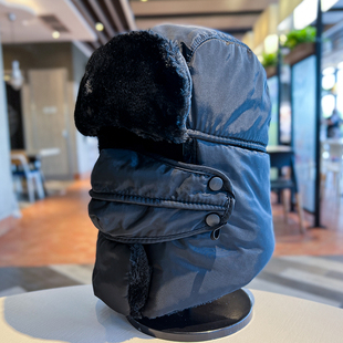 雷锋帽男冬季加绒加厚护耳防寒骑车滑雪保暖套头帽面罩挡风棉帽女