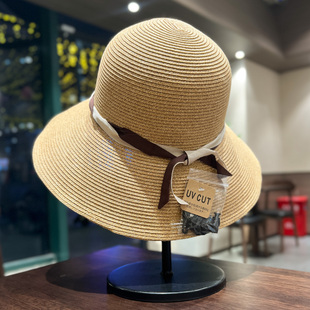 日系高品质细草编织草帽女夏季遮阳防晒大头围帽子可折叠大帽盆帽