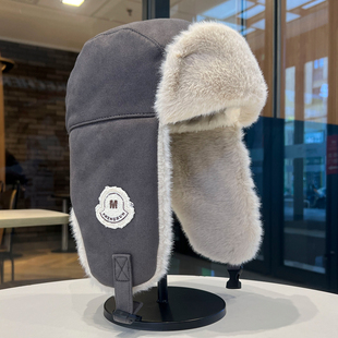 麂皮绒毛绒帽子女冬季户外骑行户外显脸小飞行帽保暖防寒雷锋帽男