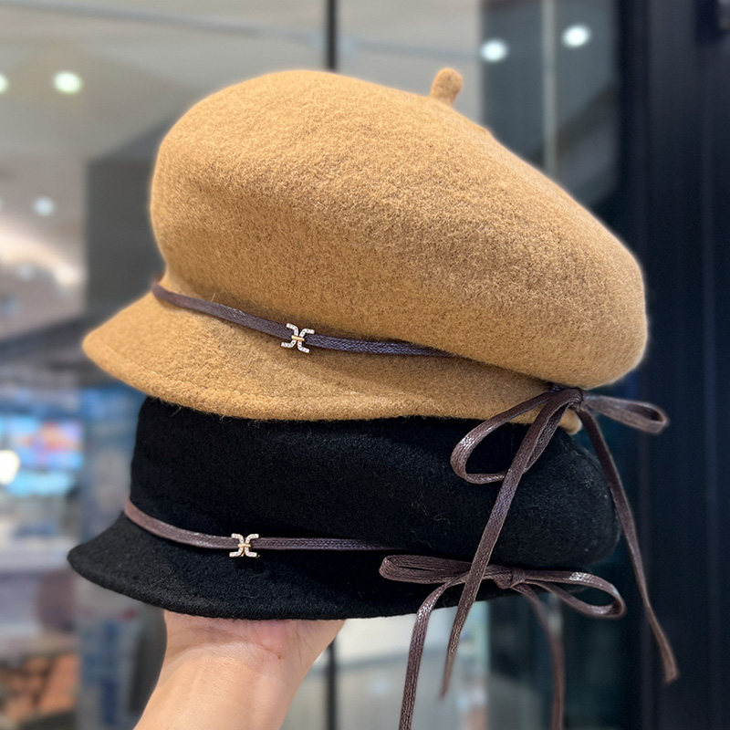秋冬羊毛呢贝雷帽女韩版蝴蝶结八角帽子时尚气质百搭显脸小画家帽,服饰配件/皮带/帽子/围巾,帽子,淘宝优惠券,粉丝福利购,淘宝优惠卷