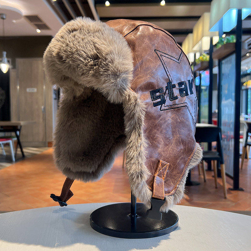 复古PU皮质毛绒帽子男女户外骑车滑雪飞行员帽冬季加厚加绒雷锋帽,服饰配件/皮带/帽子/围巾,帽子,淘宝优惠券,粉丝福利购,淘宝优惠卷