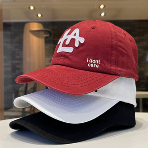 韩国东大门字母刺绣潮牌棒球帽男女宽檐防晒透气鸭舌帽显脸小帽子