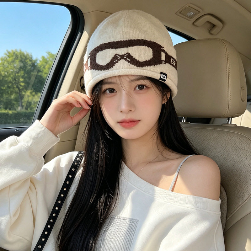 秋冬保暖提花针织毛线帽男女款