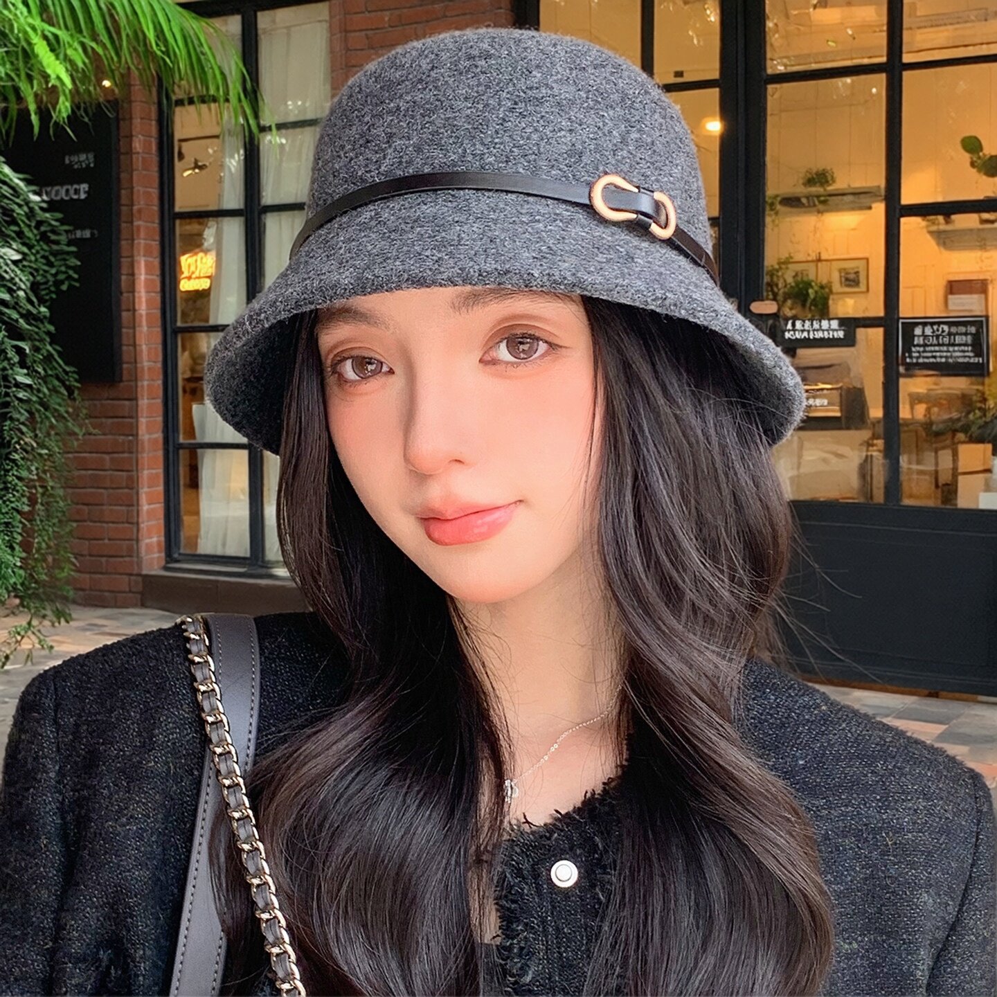 毛呢渔夫帽法式赫本风宽檐显脸小帽子女秋冬季新气质优雅百搭盆帽