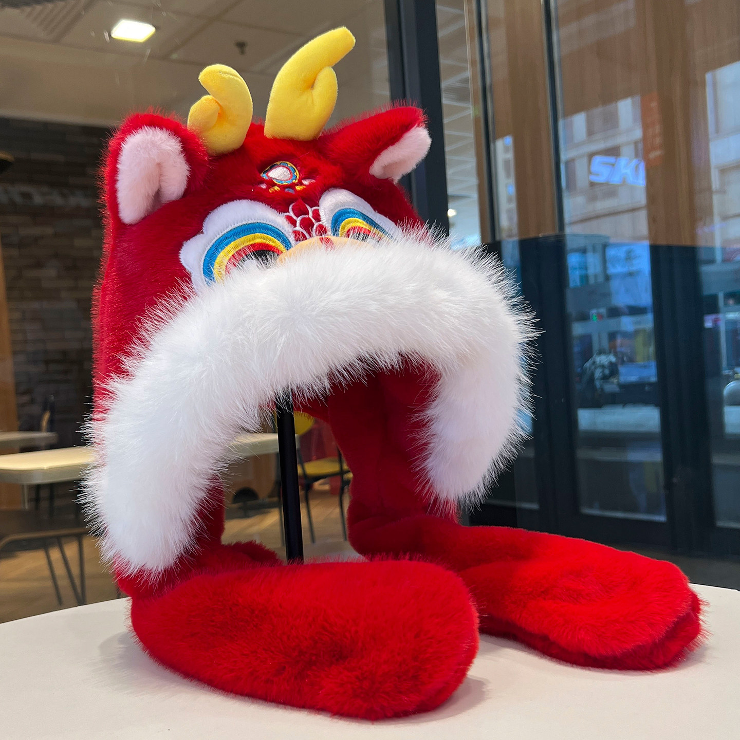 儿童国潮醒狮护耳雷锋帽