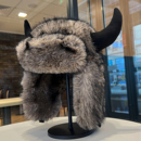 仿貂毛牛角雷锋帽男女冬季 加绒加厚皮草防寒护耳帽东北户外牛头帽