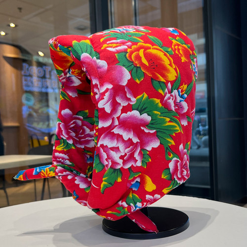 东北大花雷锋帽围巾保暖夹棉