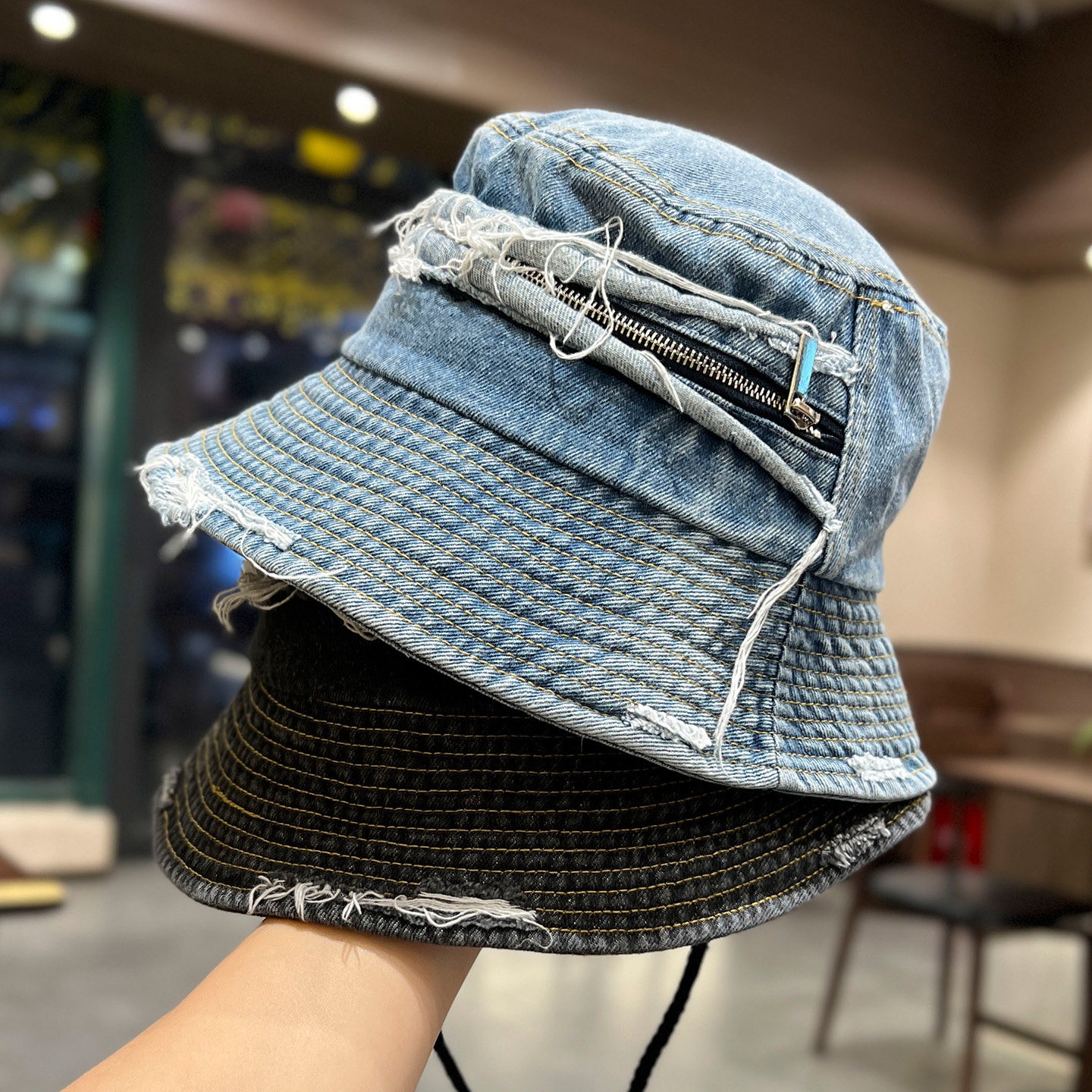 日系百搭显脸小防晒牛仔渔夫帽