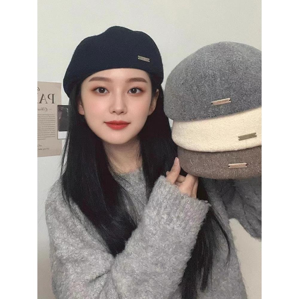 优雅气质百搭贝雷帽子女春秋季