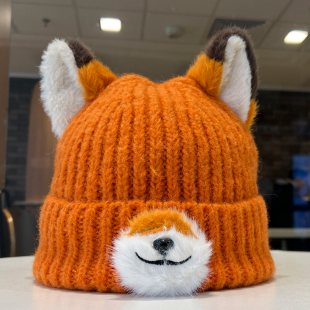 可爱狐狸尼克动漫卡通针织帽子女秋冬保暖百搭显脸小护耳帽毛线帽