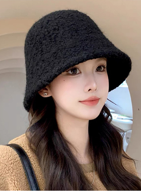 水桶帽渔夫帽简约纯色女秋冬季