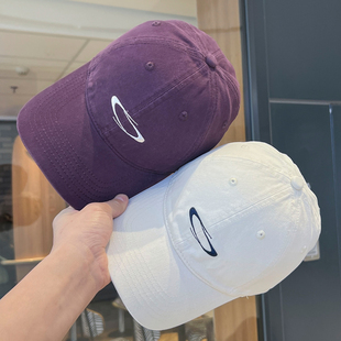 美式潮牌刺绣棒球帽男女通用大头围显脸小加长帽沿软顶鸭舌帽春夏