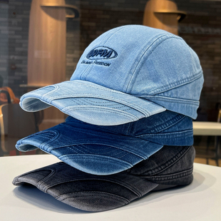 氛围感潮牌水洗牛仔棒球帽男女加大头围美式复古显脸小高街鸭舌帽