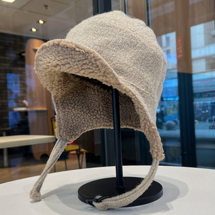 白鹿同款飞行帽护耳帽女冬季保暖羊羔毛帽子显脸小加绒防寒雷锋帽